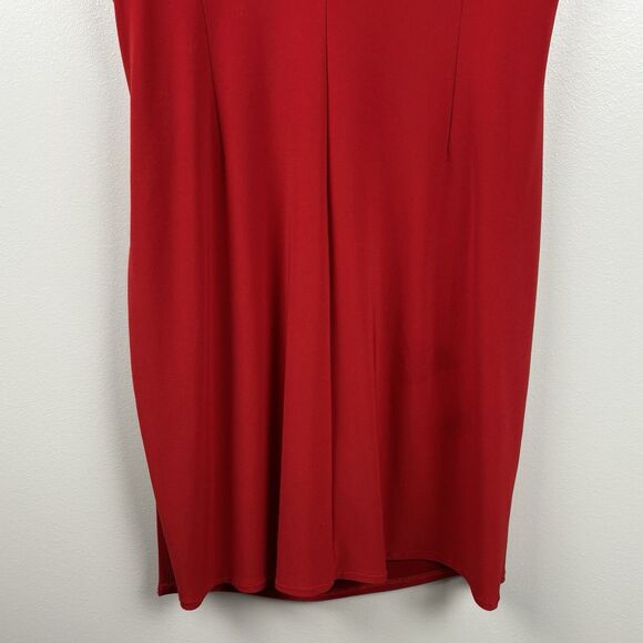 LAUREN Ralph Lauren Womens Size 10 Red Faux Wrap Ruched Side Sleeveless Dress - Picture 7 of 10